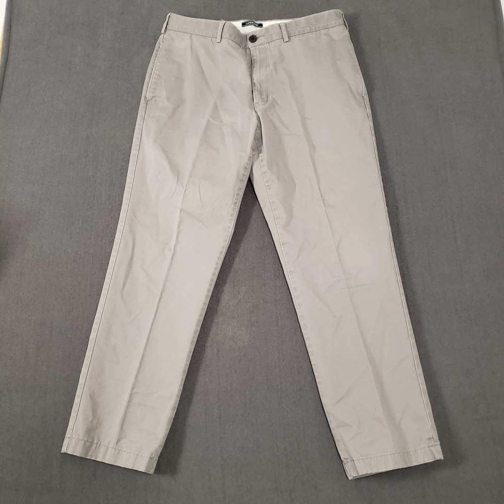 Lands End Tailored Fit Pants Mens Size 35‎ Gray No Iron Chino